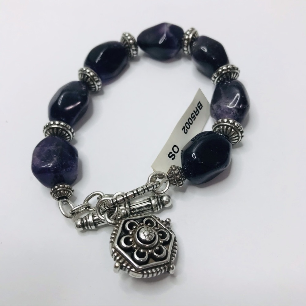 New BRIGHTON Purple Stone Silver Bracelet With Charm